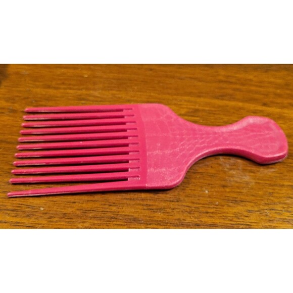 Vintage Goody Plastic Hair Pick Lift Comb Croc Textured RED 6.5" Made In USA - Picture 10 of 10